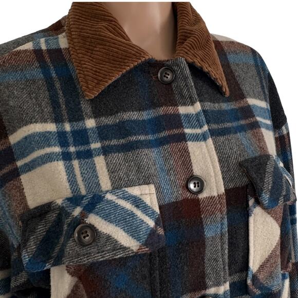 VTG Jordan & Cole USA Plaid Fringes Shacket Wool Blend L Western Barn Country - Picture 3 of 9